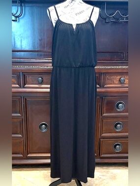 STYLE & CO Black Spaghetti Strap Maxi Dress  Sz M